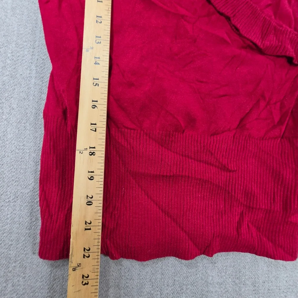 Byer California B-Wear Sweater Womens L Red Surplice Shawl Collar 3/4 Sleeve